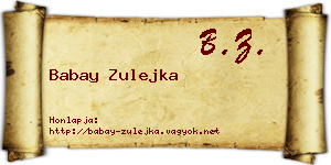 Babay Zulejka névjegykártya